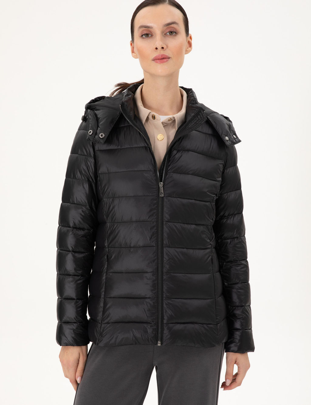 Siyah Kap__onlu Kapitone Mont - Pierre cardin фото 3