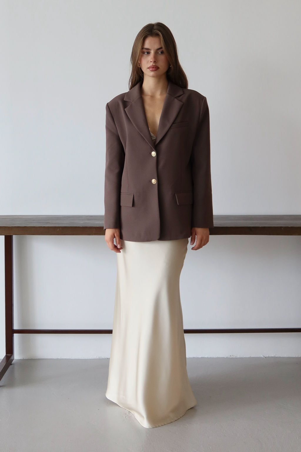 Kahverengi Normal/Regular Kal?p Dokuma Blazer Ceket TWOAW26BC00040