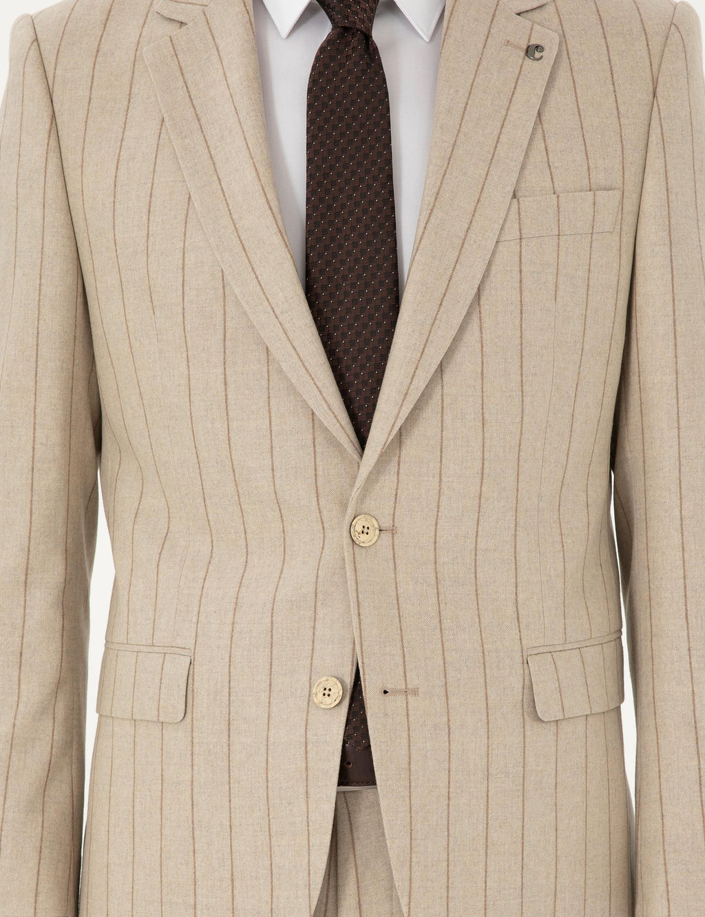 Бежевый зауженный костюм - Cacharel фото 7