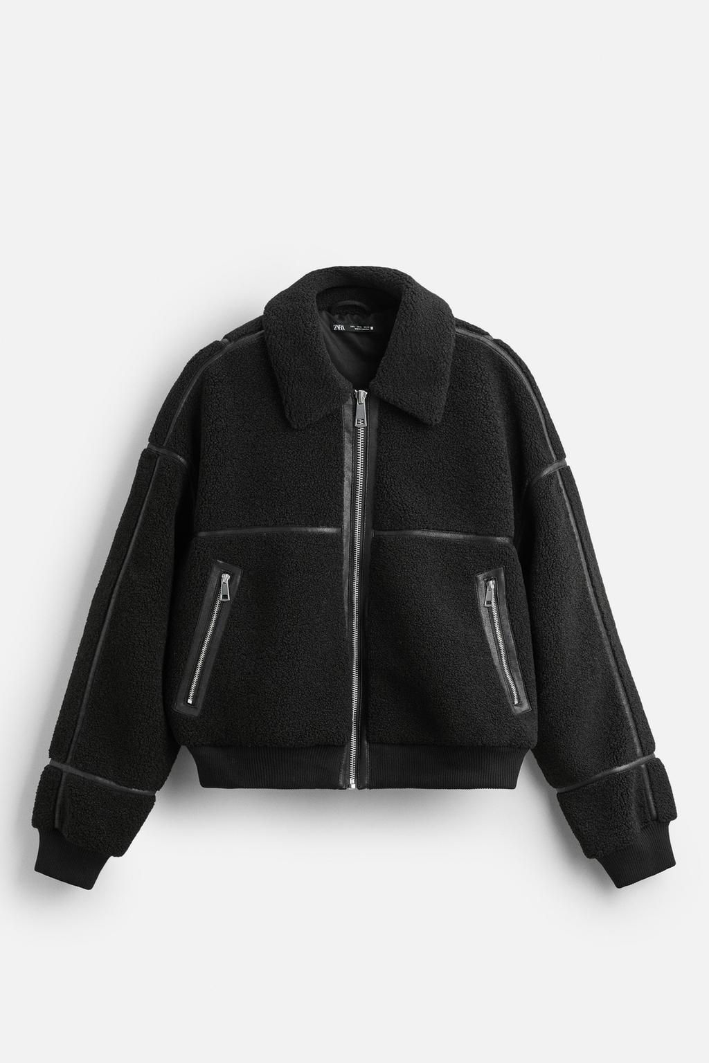 CONTRAST FAUX SHEARLING JACKET - Zara фото 6