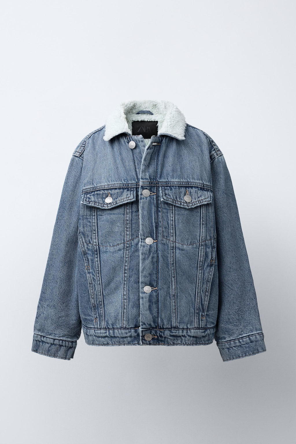 DENIM JACKET WITH FAUX SHEARLING