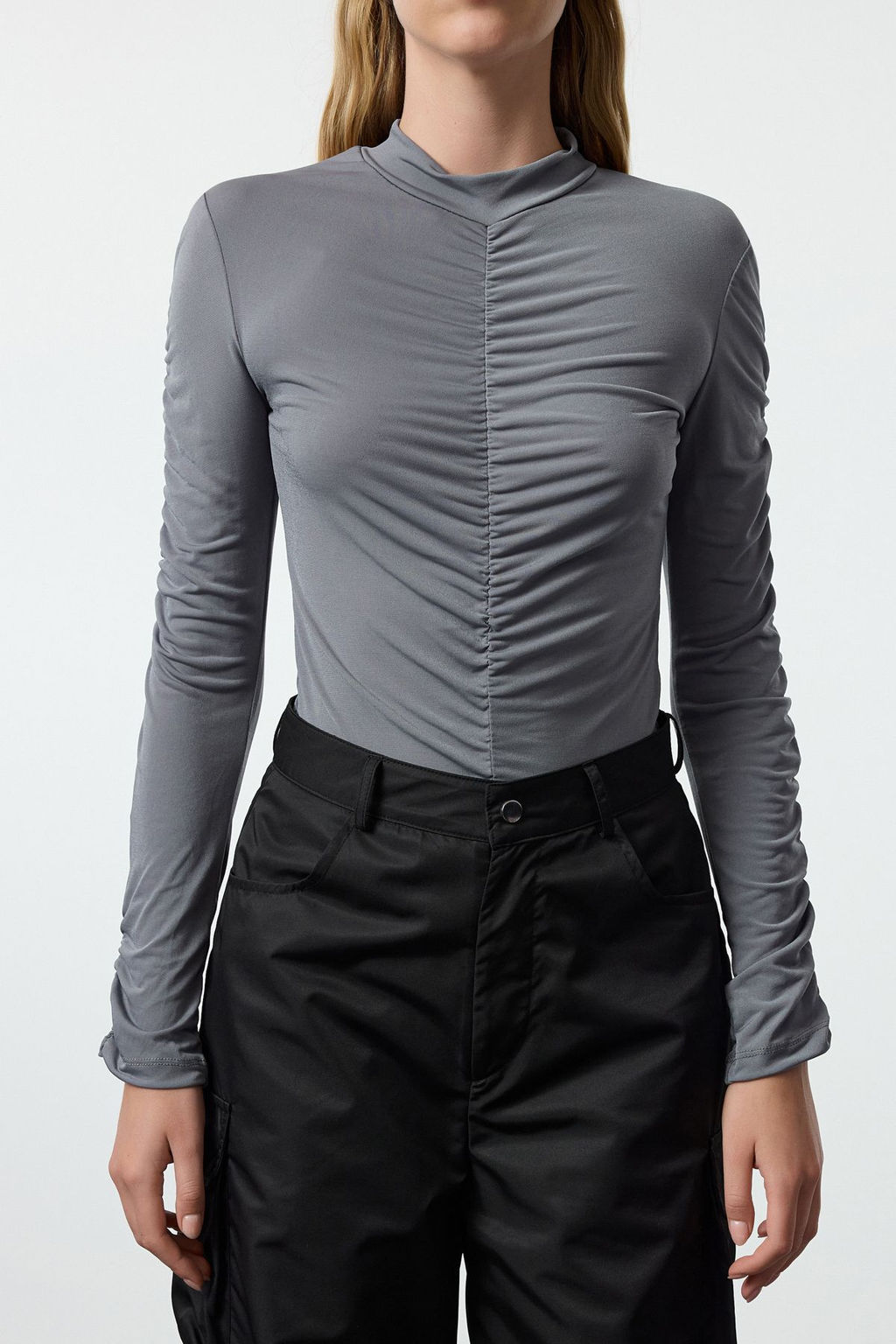 TRENDYOLMILLA Siyah Slim Buzgu Detayl? C?tc?tl? Esnek Orme Body TWOAW20BD0052 фото 12