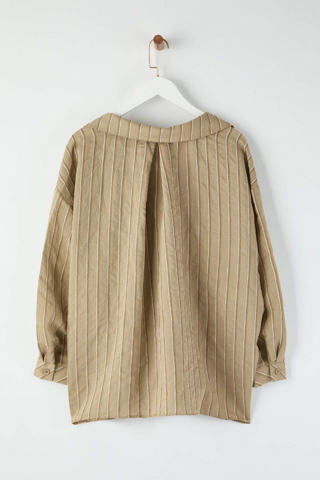 Yesil Cizgili Oversize/Genis Kal?p Dokulu Gomlek TWOAW26GO00083