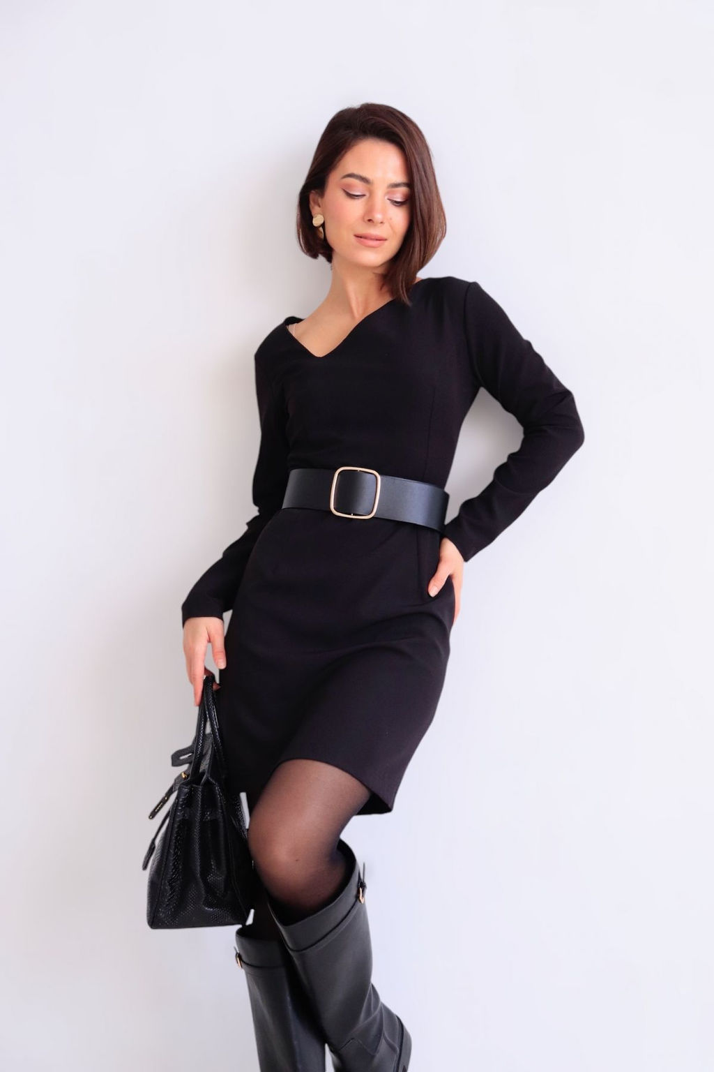 Платье чёрное с асимметричным вырезом - Martichelli фото 22