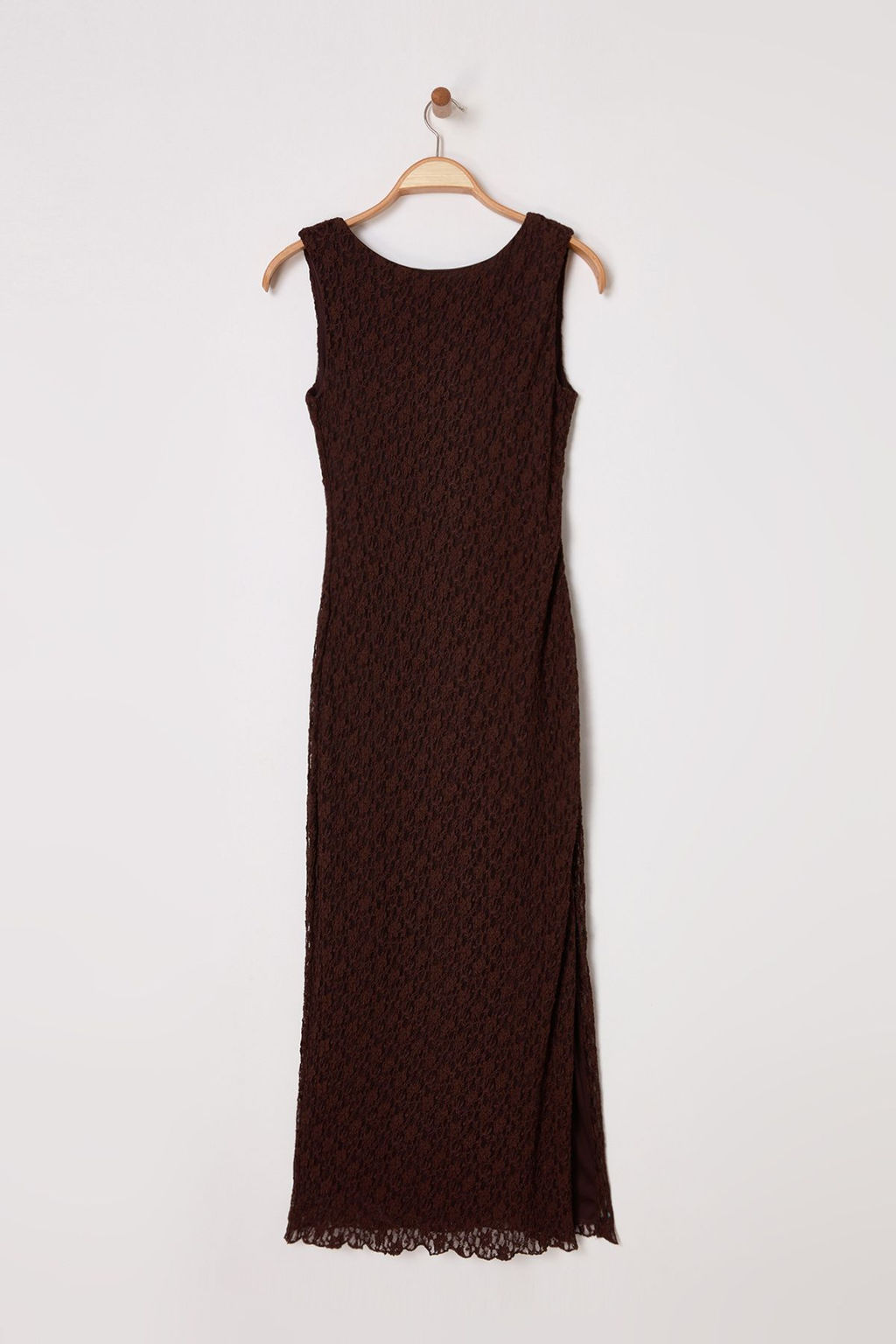 TRENDYOLMILLA Limited Edition Kahverengi Dantel Bodycon S?rt Dekolteli Esnek Orme Elbise TWOSS25EL00485  фото 10