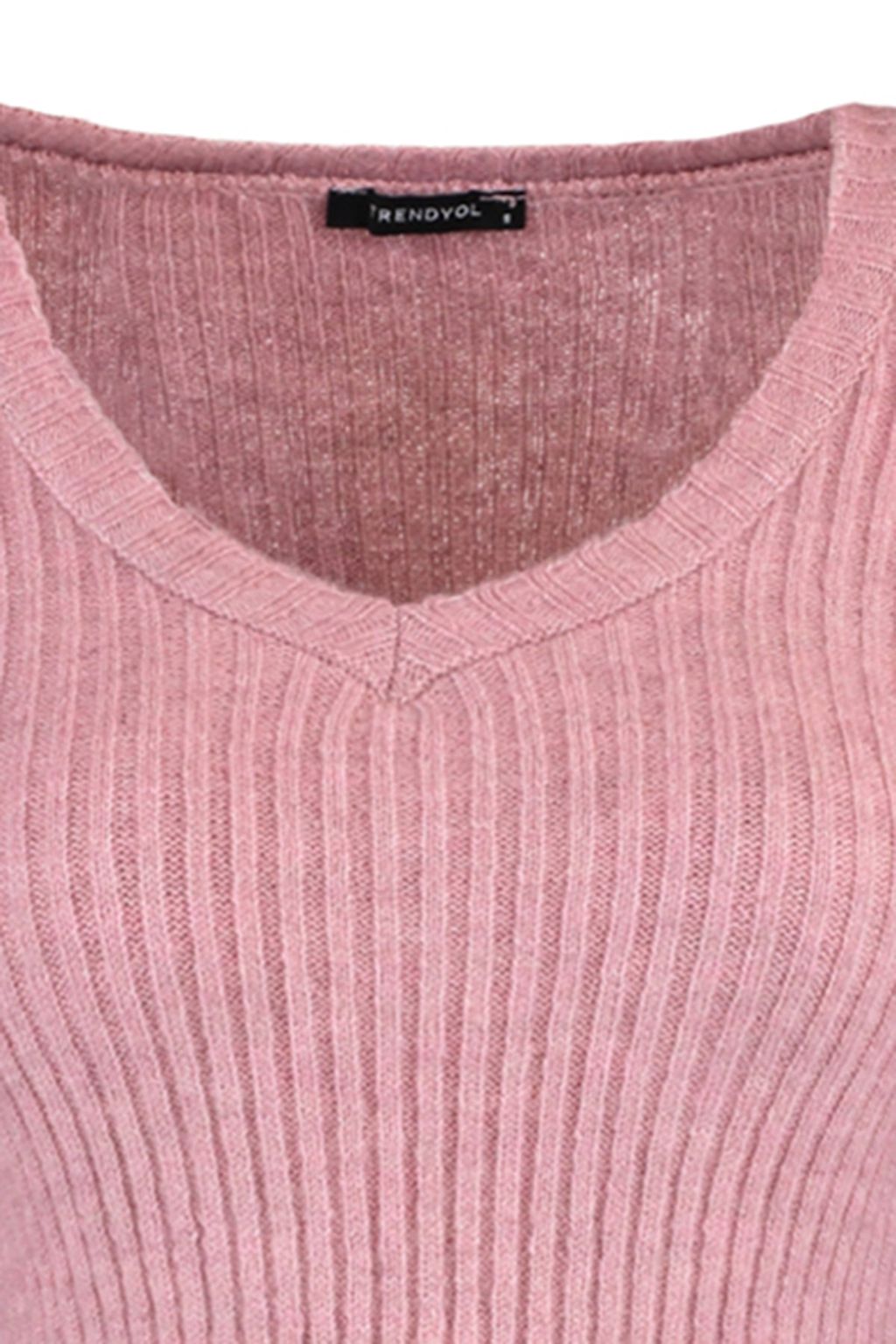 Gul Kurusu Crop Yumusak Dokulu Basic Triko Kazak TWOAW22KZ1453 - Trendyolmilla фото 8