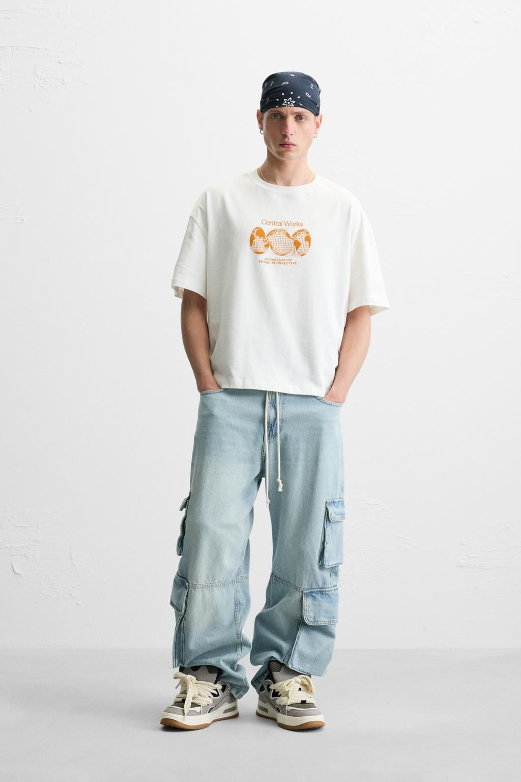 T-SHIRT WITH CONTRAST PRINTS - Zara фото 9