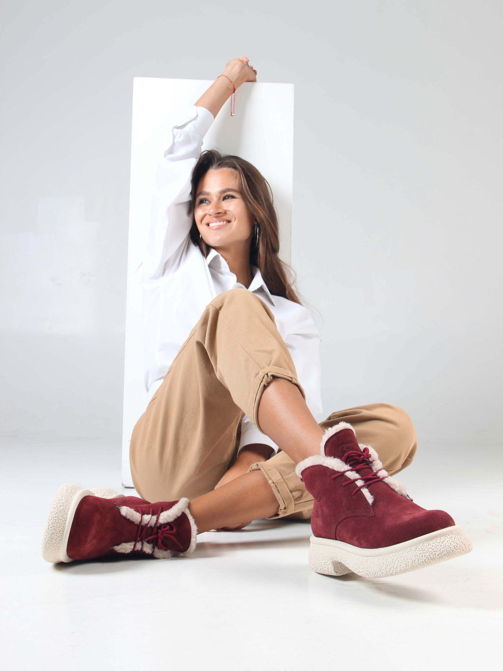 Ботинки 308.агатаw. бордo замша з/Шерсть