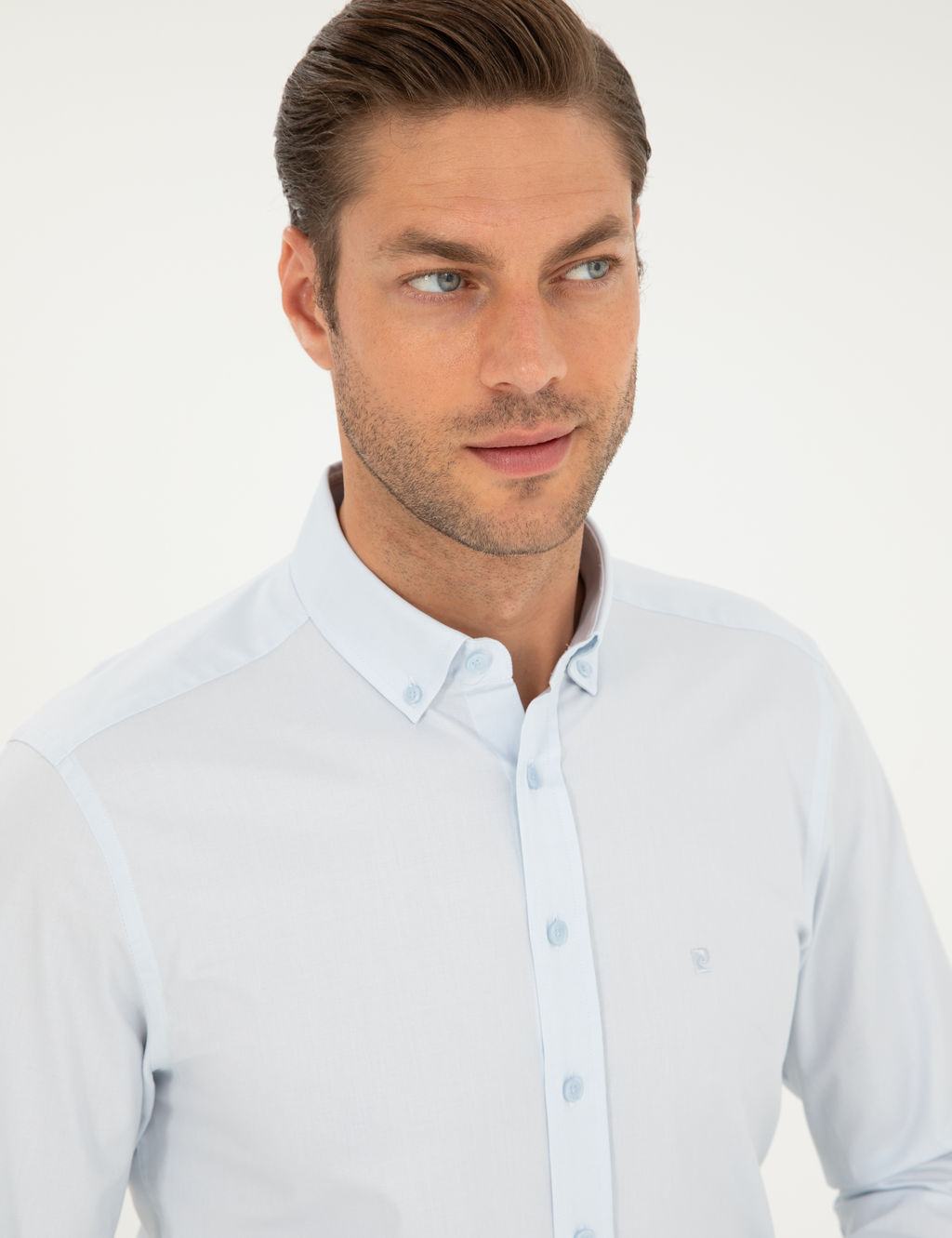 A__k Mavi Slim Fit Uzun Kollu G_mlek