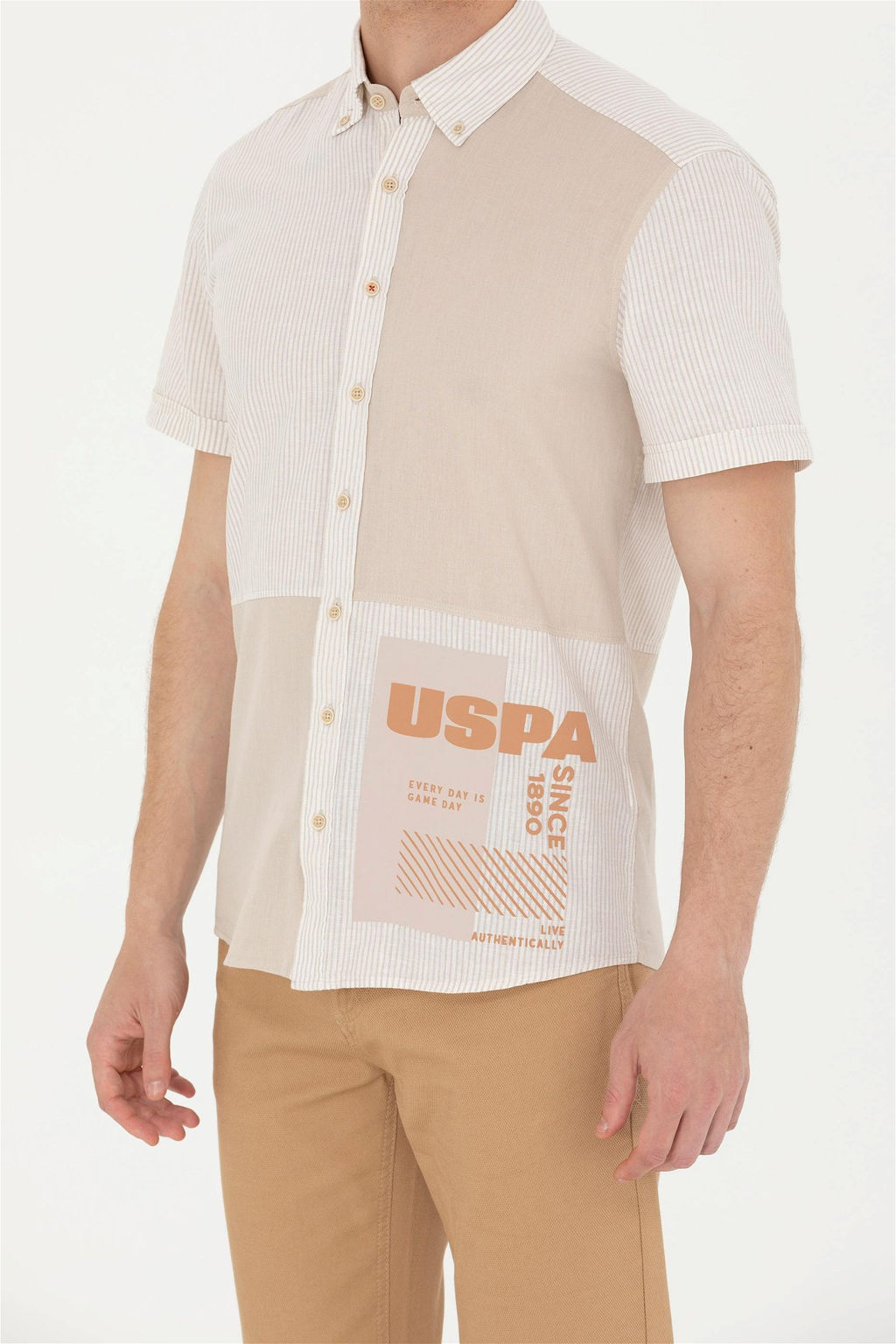 U. S. Polo Assn Мужская рубашка с коротким рукавом Stone - U.s. polo assn фото 13