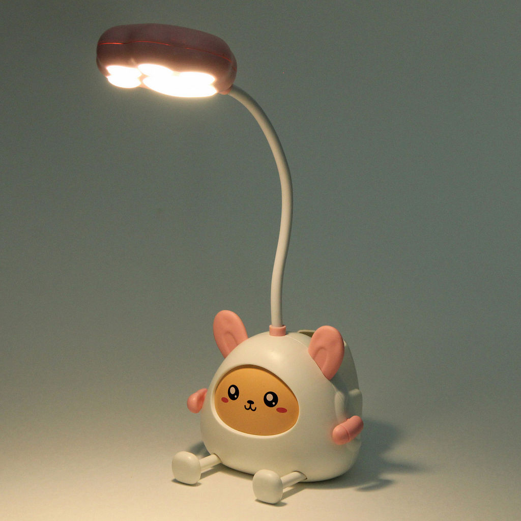 Цена за 2 шт. Настольная лампа "Милая зверушка" LED 11,5*8,6*31 см, USB 0.6w 5V, Бело-розовый