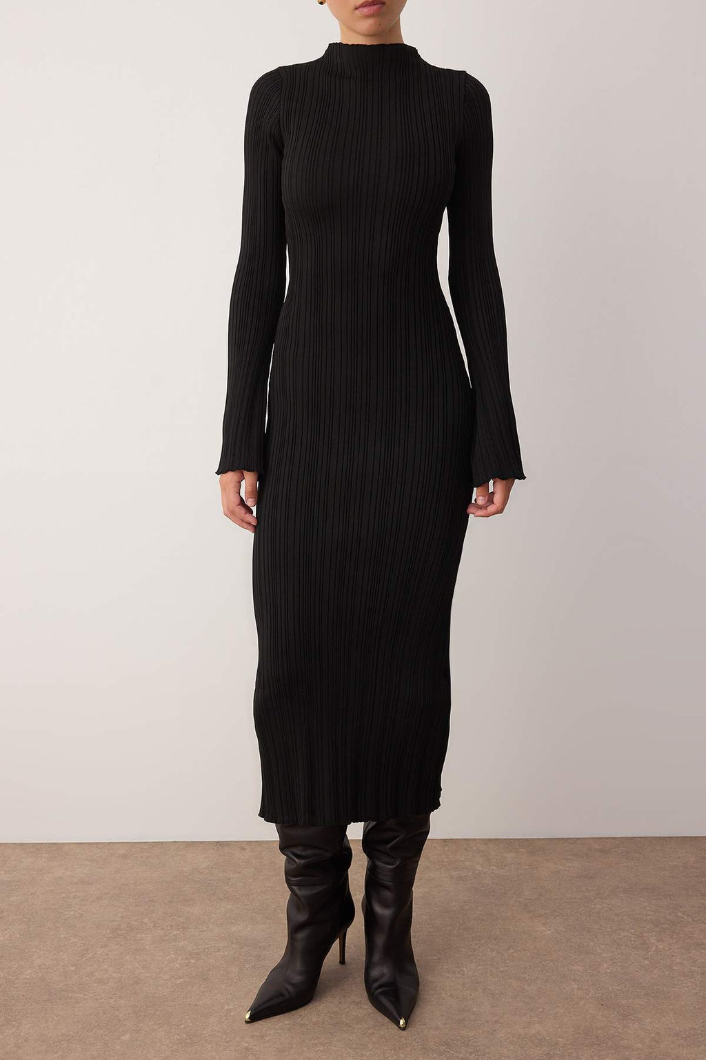 Murdum Premium/Ozel Iplik Bodycone Midi Dik Yaka A-Line Triko Uzun Elbise TWOAW26EL00056 - Trendyolmilla фото 7