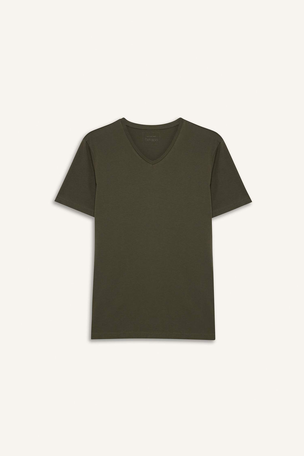 Slim Fit Dar Kesim V Yaka Basic Duz K?sa Kollu Tisort - Defacto фото 4