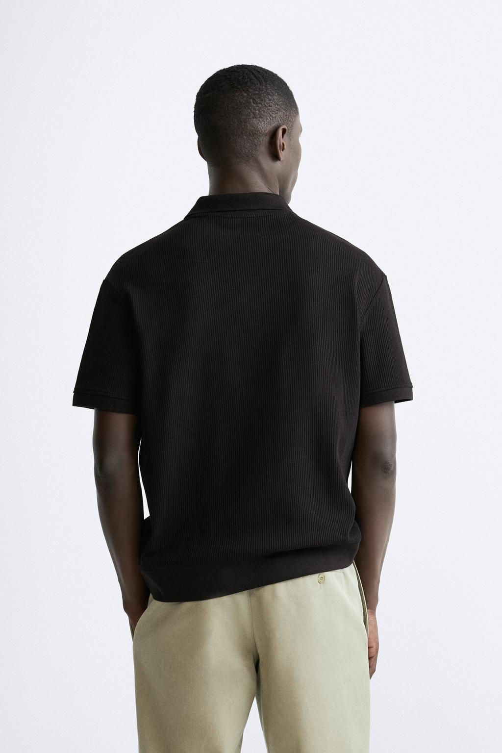 TEXTURED POLO SHIRT WITH RIBBED TRIMS - Zara фото 3