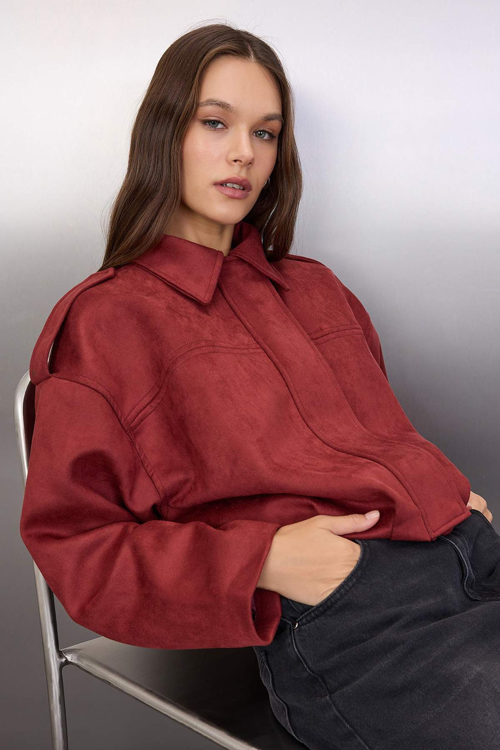 Haki Oversize Kal?p Suet Bomber Ince Ceket Mont TWOAW26MO00125 - Trendyolmilla фото 3