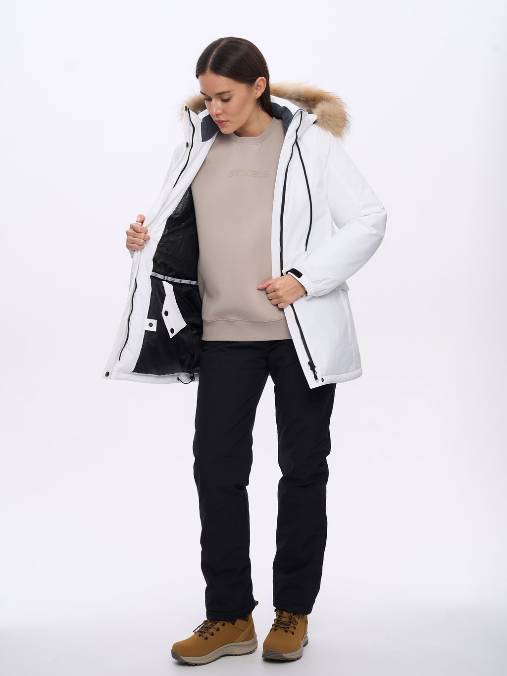 T3442-6 Куртка зимняя парка с капюшоном удлиненная - Strobbs фото 3