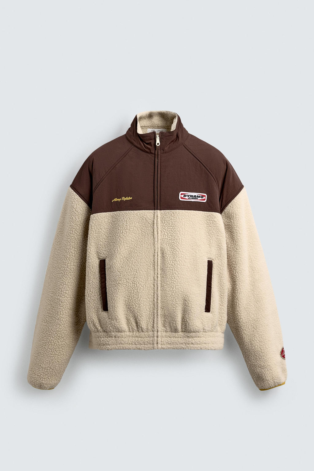 CONTRAST COMBINATION FAUX SHEARLING JACKET - Zara фото 5