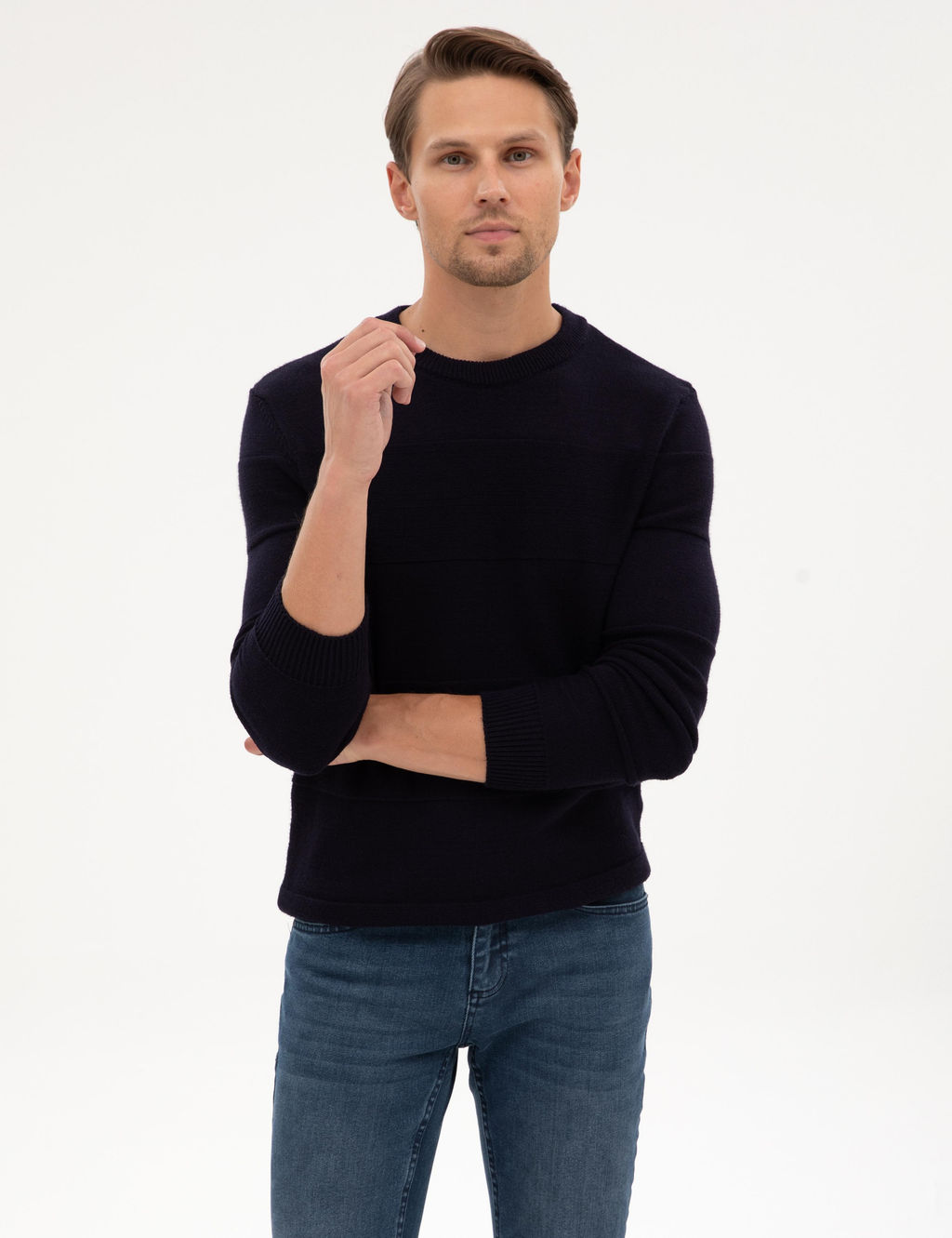 Lacivert Slim Fit Bisiklet Yaka Triko Kazak - Pierre cardin фото 3