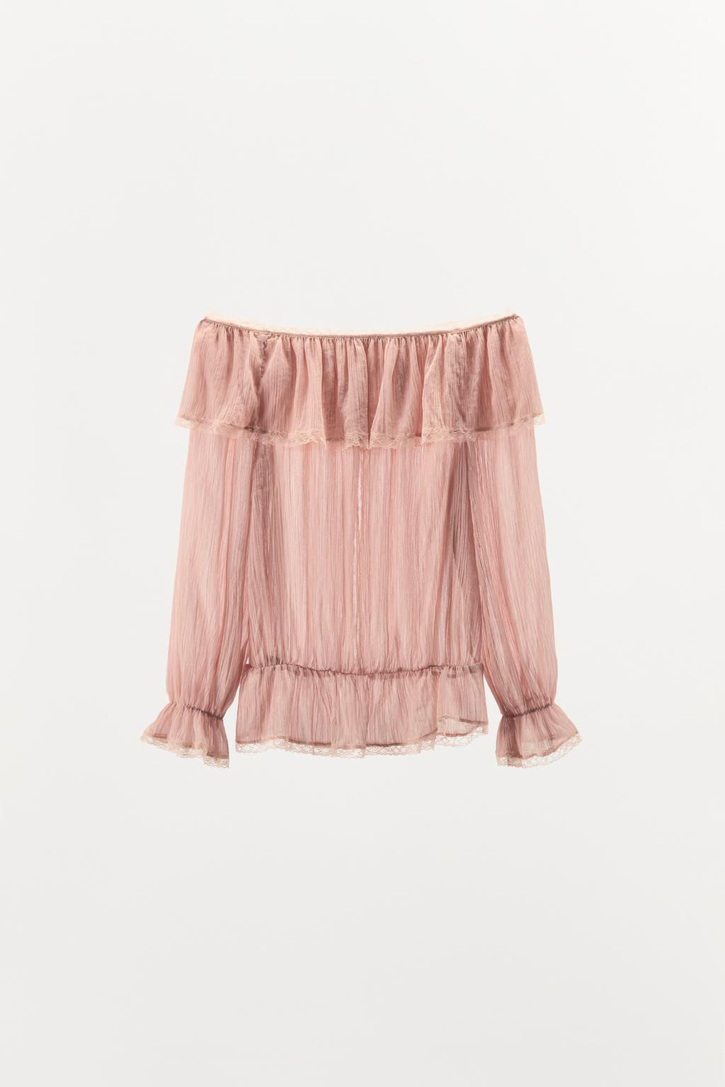 COLD SHOULDER BIB SHIRT - Zara фото 6