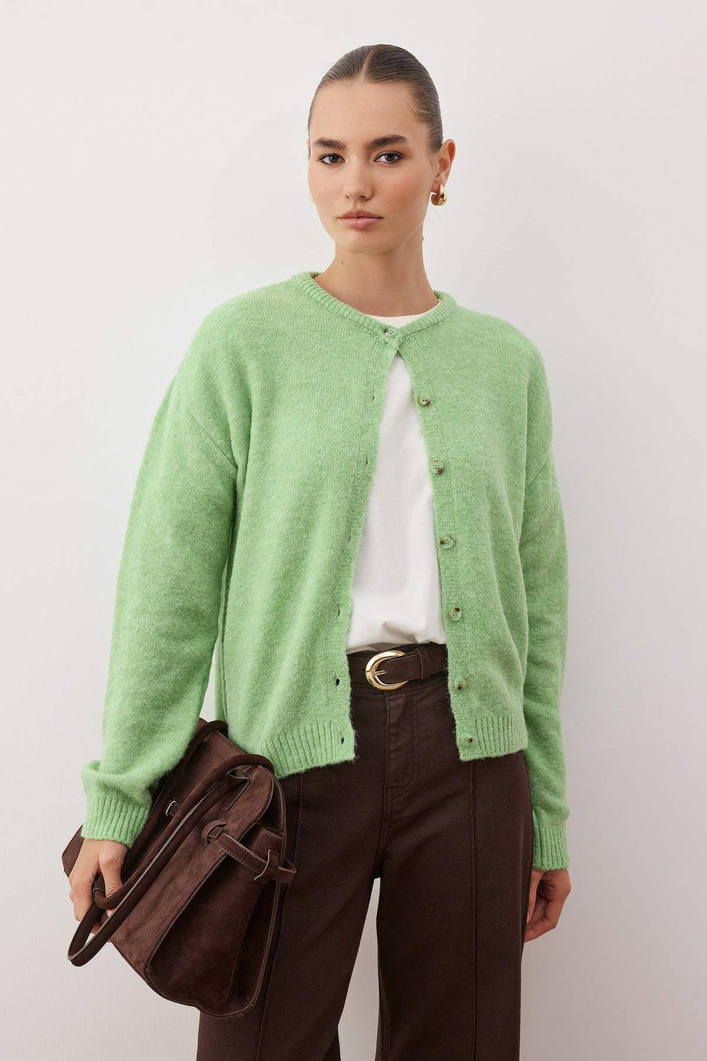 Wardrobe Essentials Ac?k Yesil Yumusak Dokulu Genis Kal?p Triko H?rka | TWOAW26HI00082