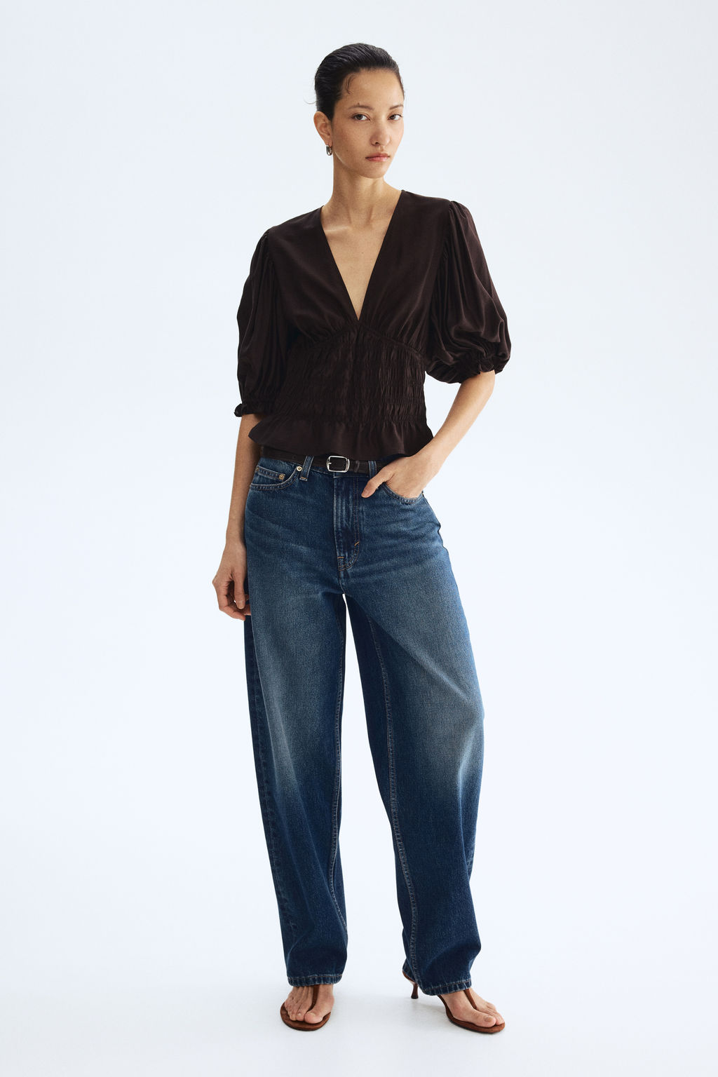 Blusa con cintura nido de abeja - H&m фото 7