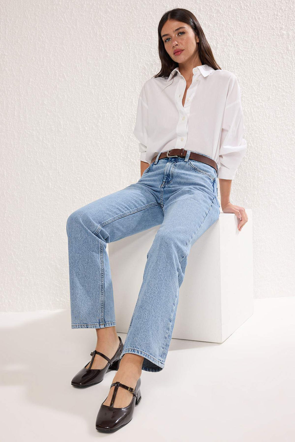 Koyu Kahverengi Toka Detayl? T Bantl? Mary Jane Kad?n Klasik Topuklu Ayakkab? TAKAW25SD00001