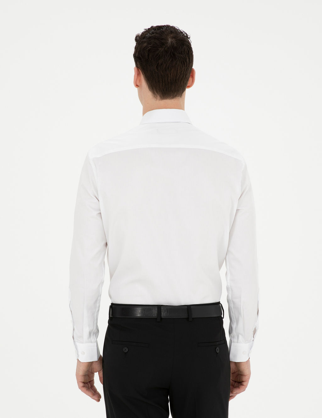 Beyaz %100 Pamuk Parlak Saten Regular Fit Uzun Kollu Basic G_mlek