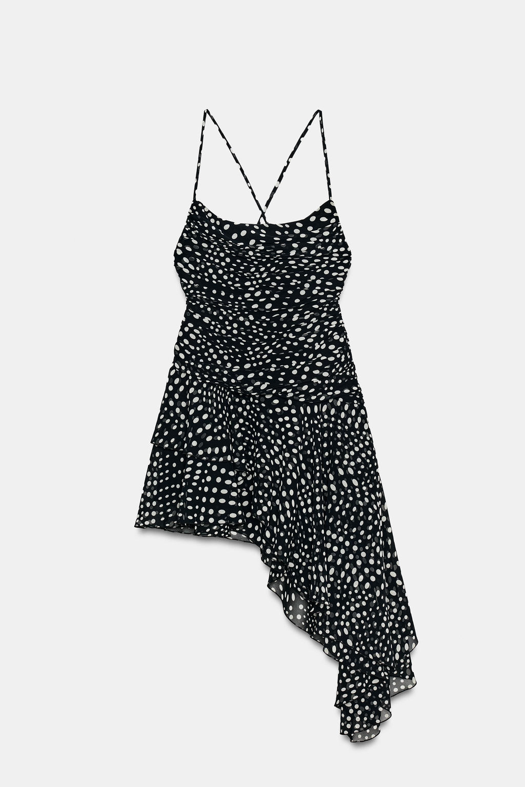 VESTIDO DRAPEADO LUNARES / Negro / Crudo - Zara фото 7