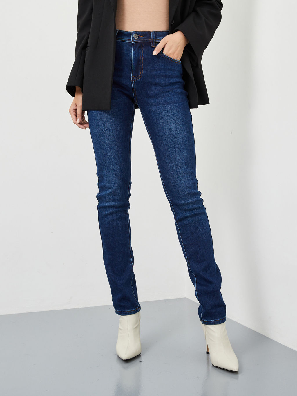 Утепленные женские джинсы зауженного кроя на флисе - Mossmore фото 3