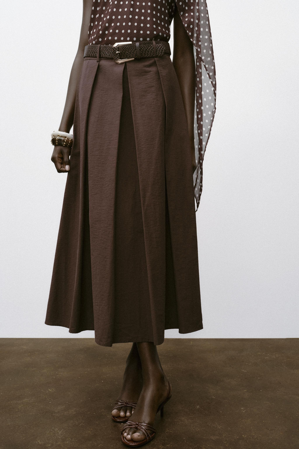 BELTED MIDI A-LINE SKIRT - Zara фото 12