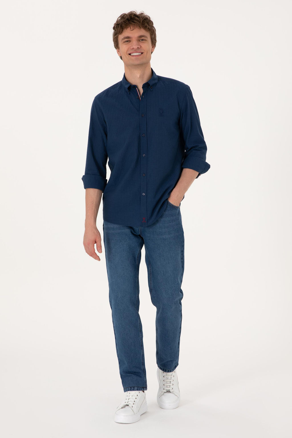 Erkek _ndigo Uzun Kollu G_mlek Sepette S_rpriz _ndirim - U.s. polo assn фото 4