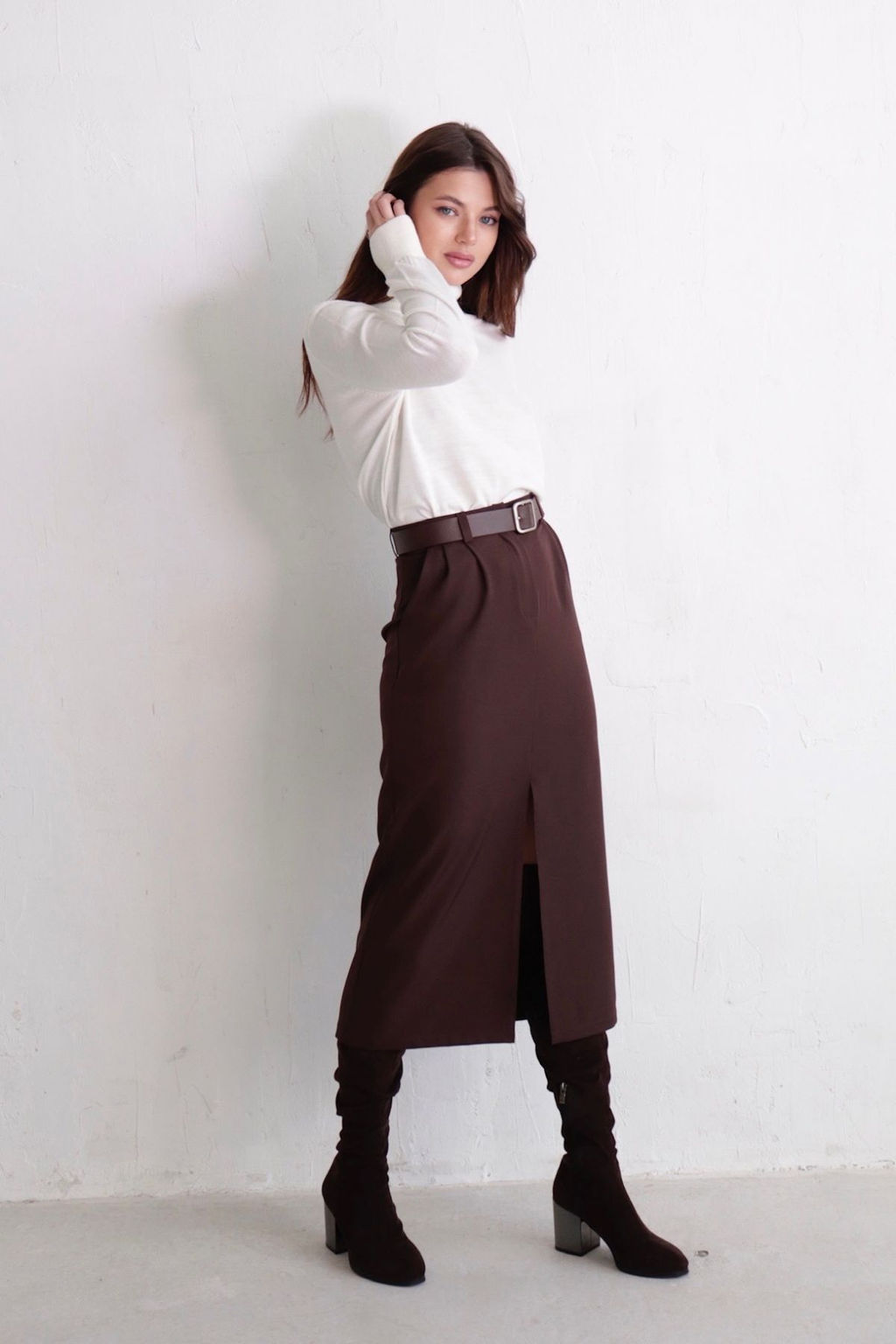 10961 Юбка миди-макси кофейная - Martichelli фото 9