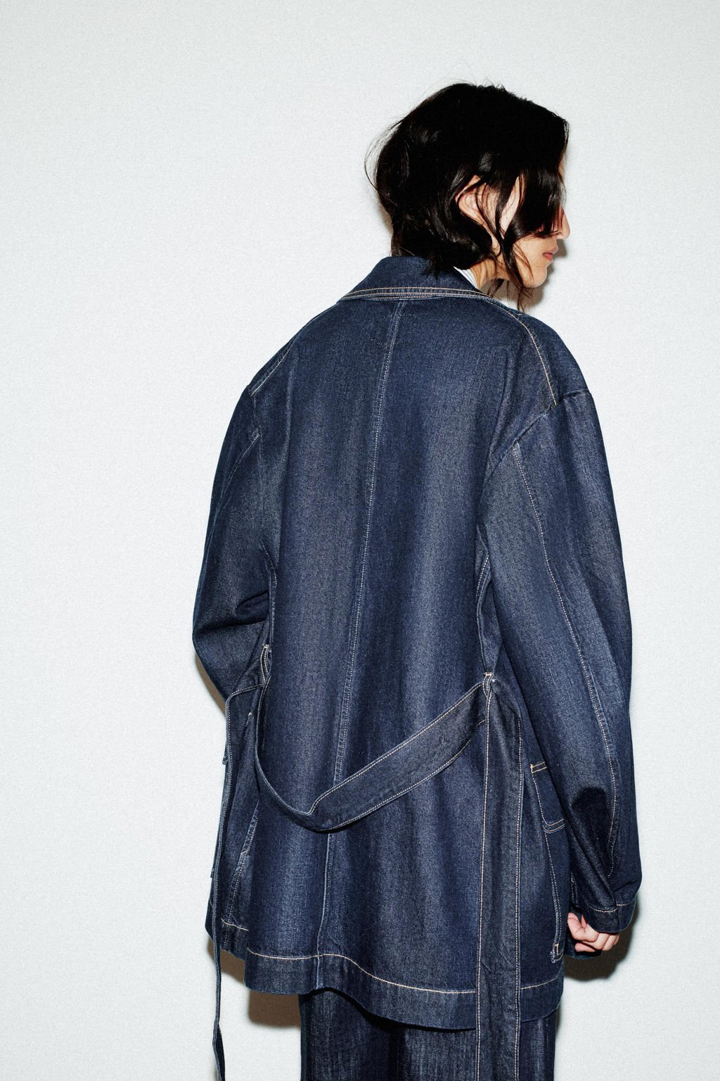 TRF DENIM SHORT TRENCH COAT