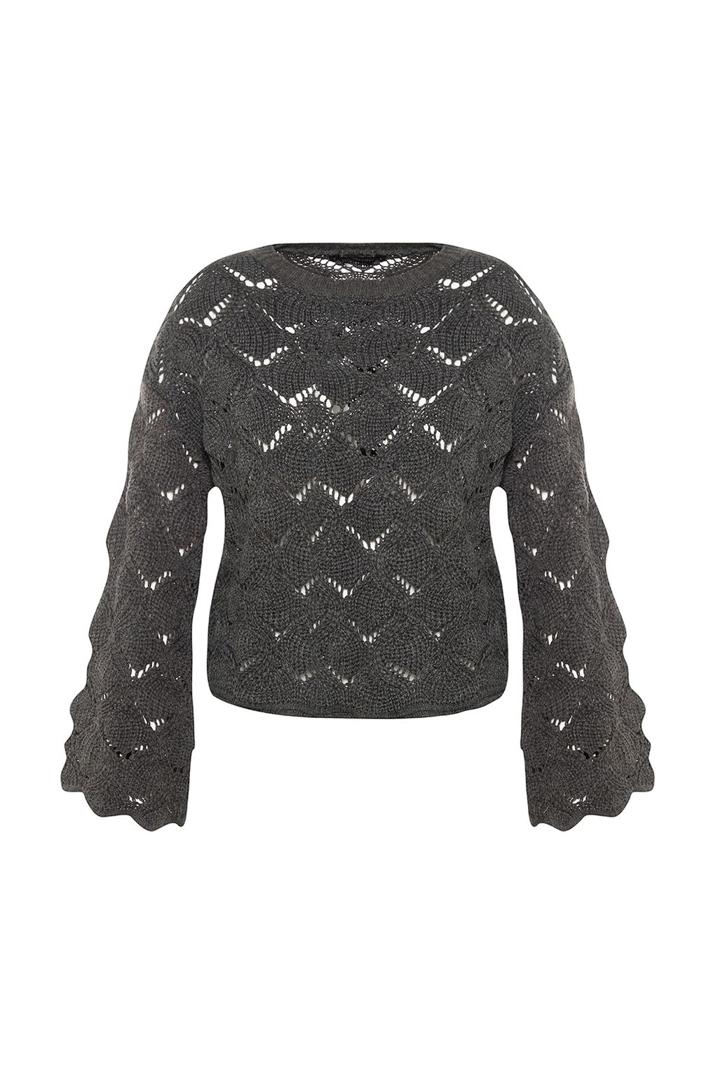 Vizon Ajurlu/Delikli Triko Kazak TWOAW22KZ1171 - Trendyolmilla фото 25