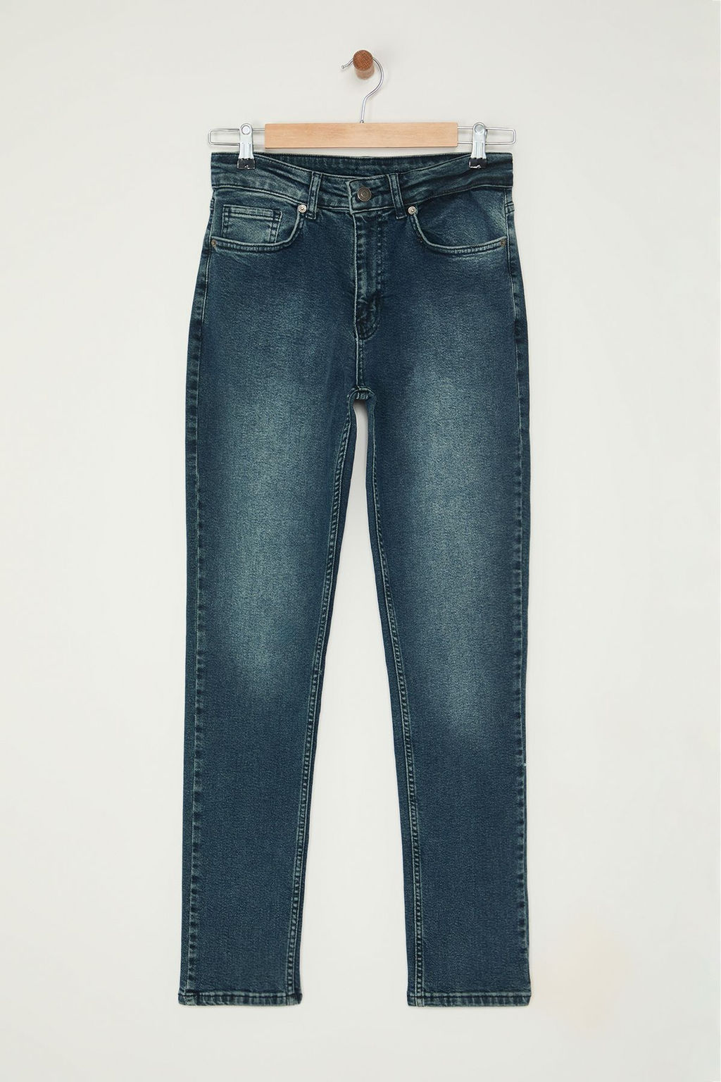TRENDYOL MAN Ac?k Mavi Esnek Kumas T?rnakl? Destroylu Slim Fit Dar Kesim Jeans Kot Pantolon TMNSS21JE0067 - Trendyolmilla фото 12