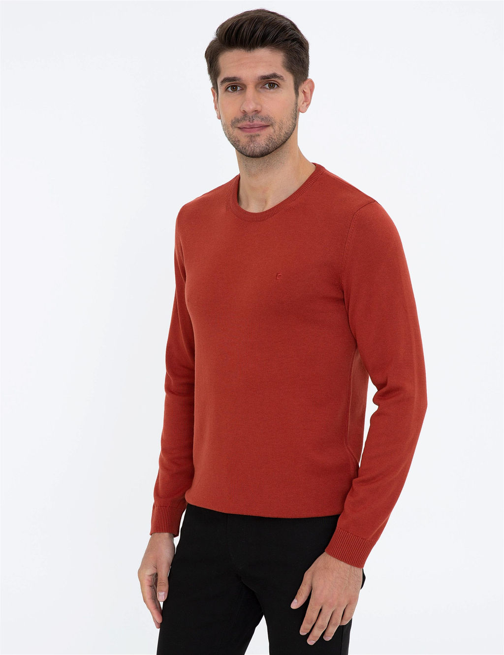 Kiremit Slim Fit Bisiklet Yaka Basic Triko Kazak - Pierre cardin фото 3