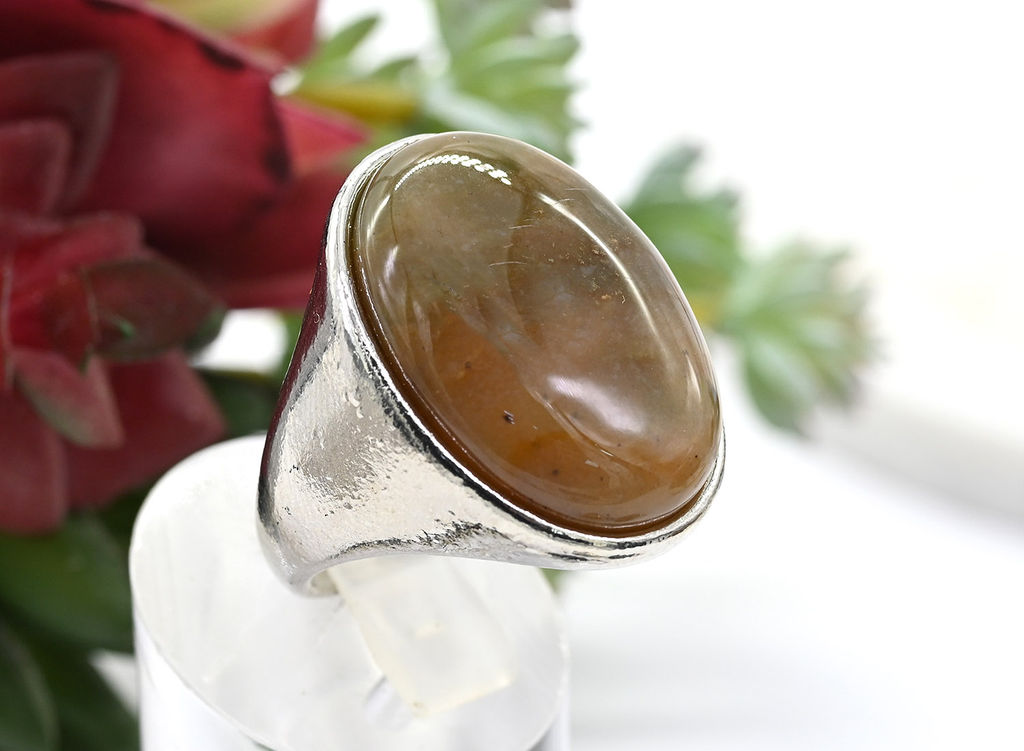 Перстень с агатом индийским 21*27мм Радуга камня