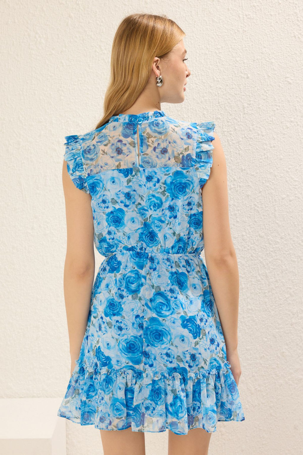 Pembe Cicek Desenli Belden Ac?lan Mini Dokuma Elbise TWOSS23EL02008 - Trendyolmilla фото 11