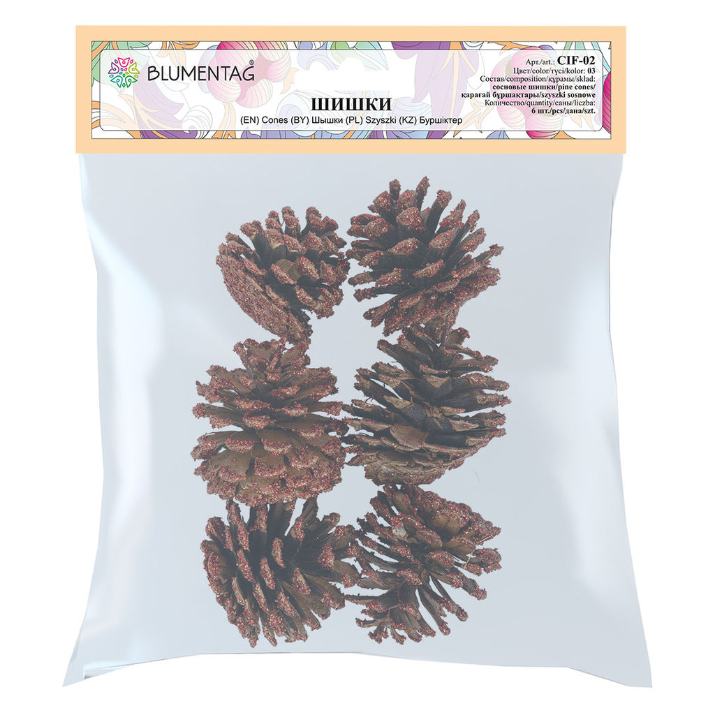 Blumentag CIF-02 Шишки сосновые 6 шт. 02 Сосна/ под серебро  фото 5