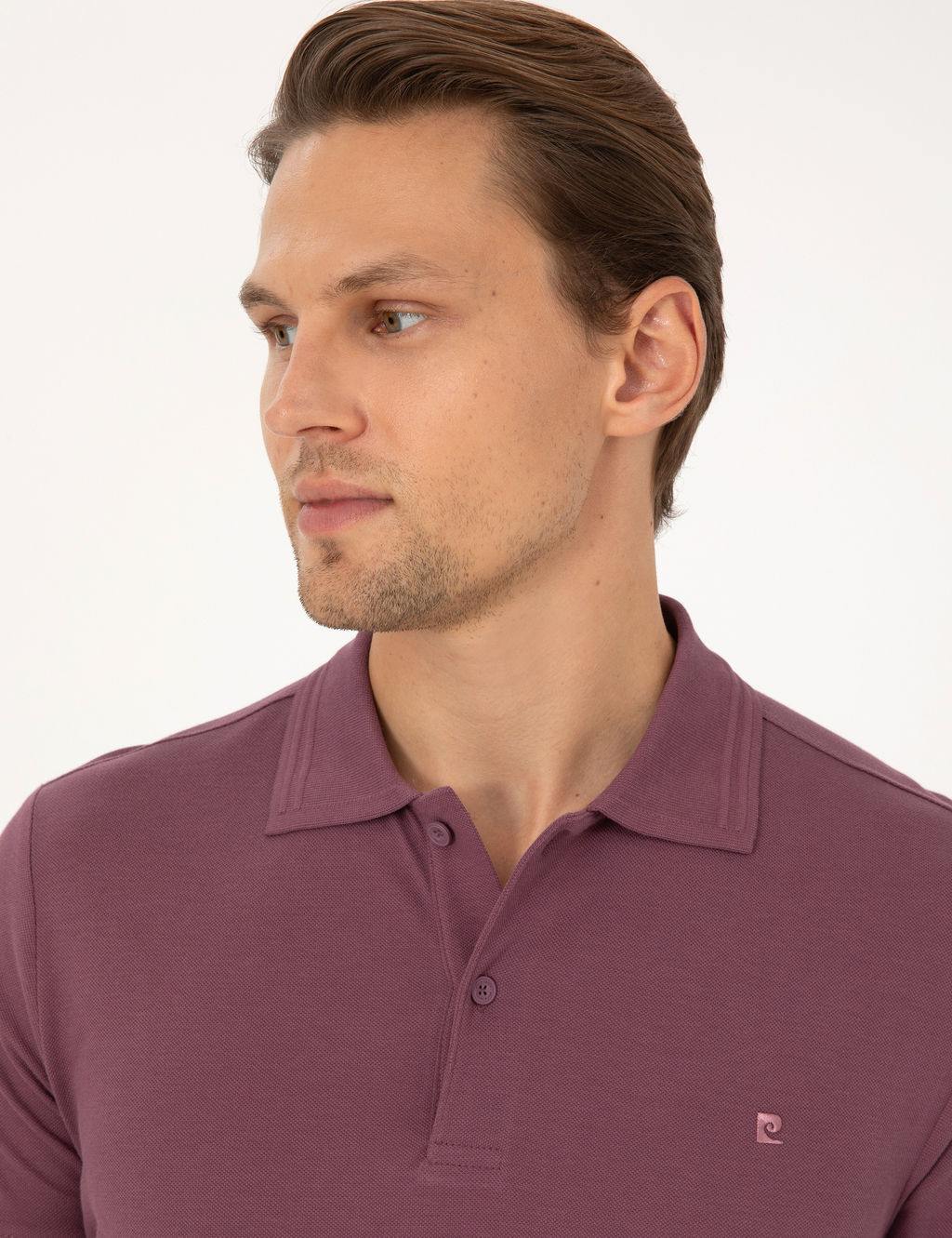 Mor Slim Fit %100 Pamuk K_vr_lmaz D__meli Polo Yaka Basic Ti__rt