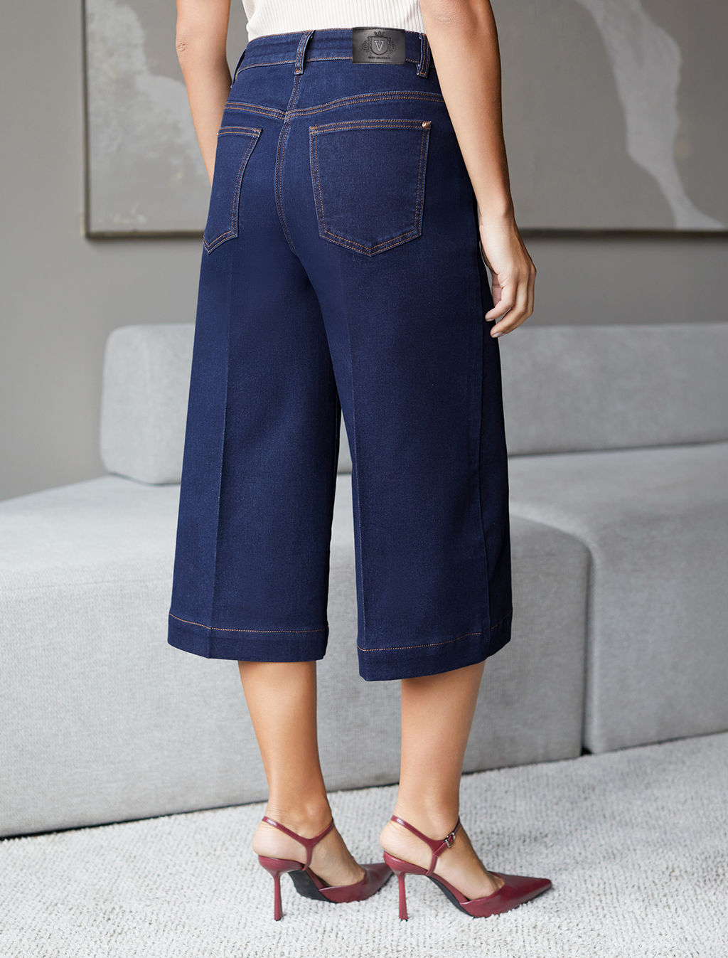 Шорты джинсовые vilatte D58.031 эластичный деним темно-синий  фото 3