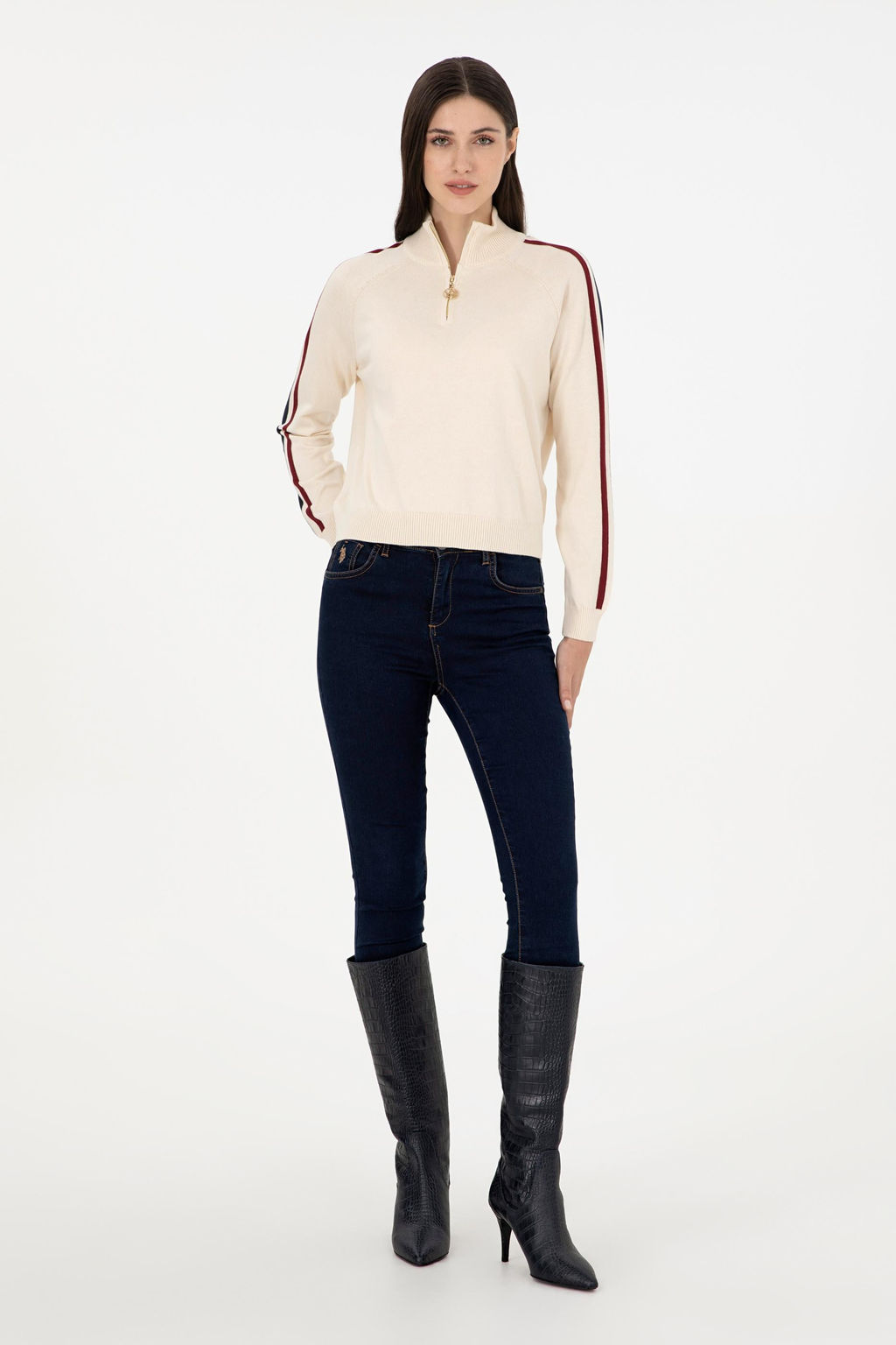 Женский кремовый свитер Неожиданная скидка в корзине - U.s. polo assn фото 11