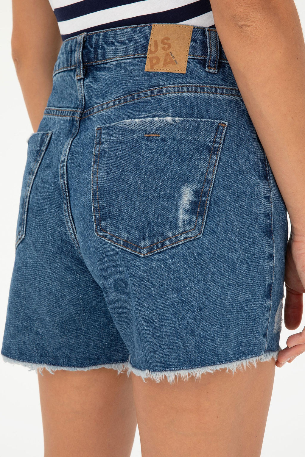 Женские синие джинсовые шорты - U.s. polo assn фото 6