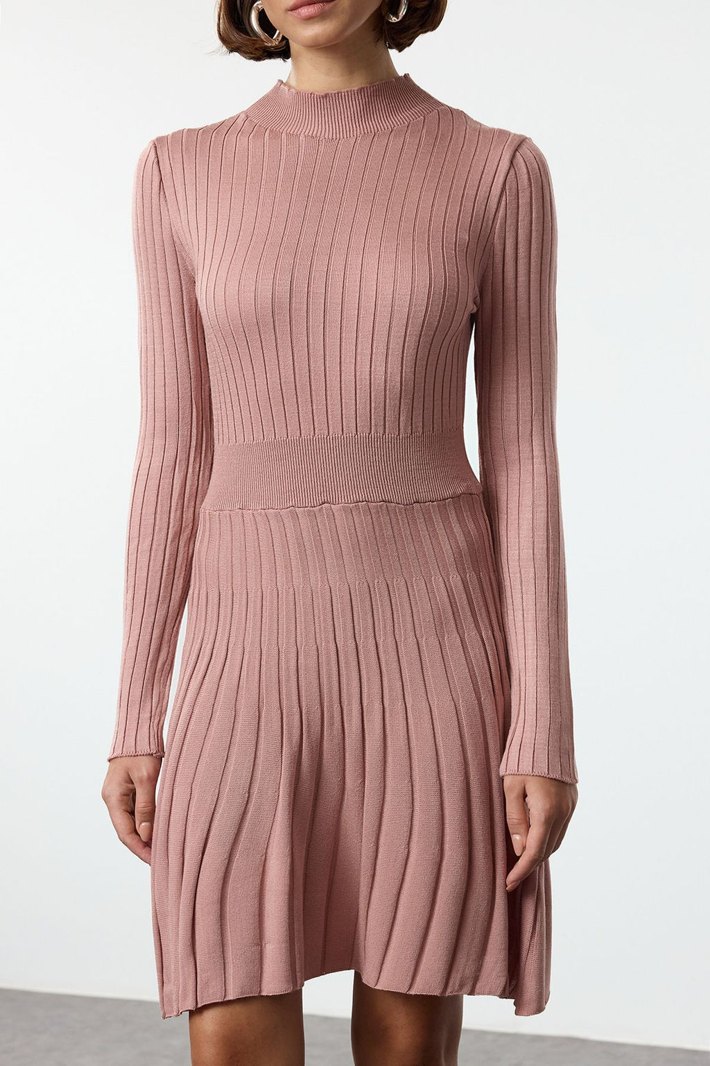 Gul Kurusu Mini Triko F?rf?rl? Dik Yaka Elbise TWOAW25EL00047