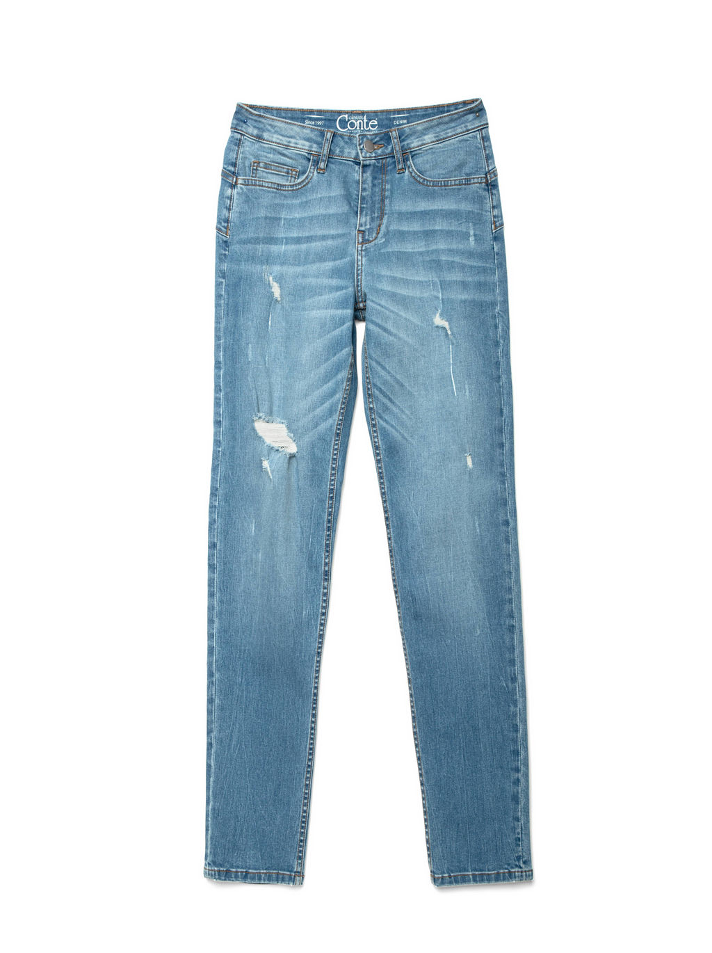 CONTE Ультрамодные eco-friendly джинсы с эффектом потертости CON-145 mid blue - Conte elegant фото 3