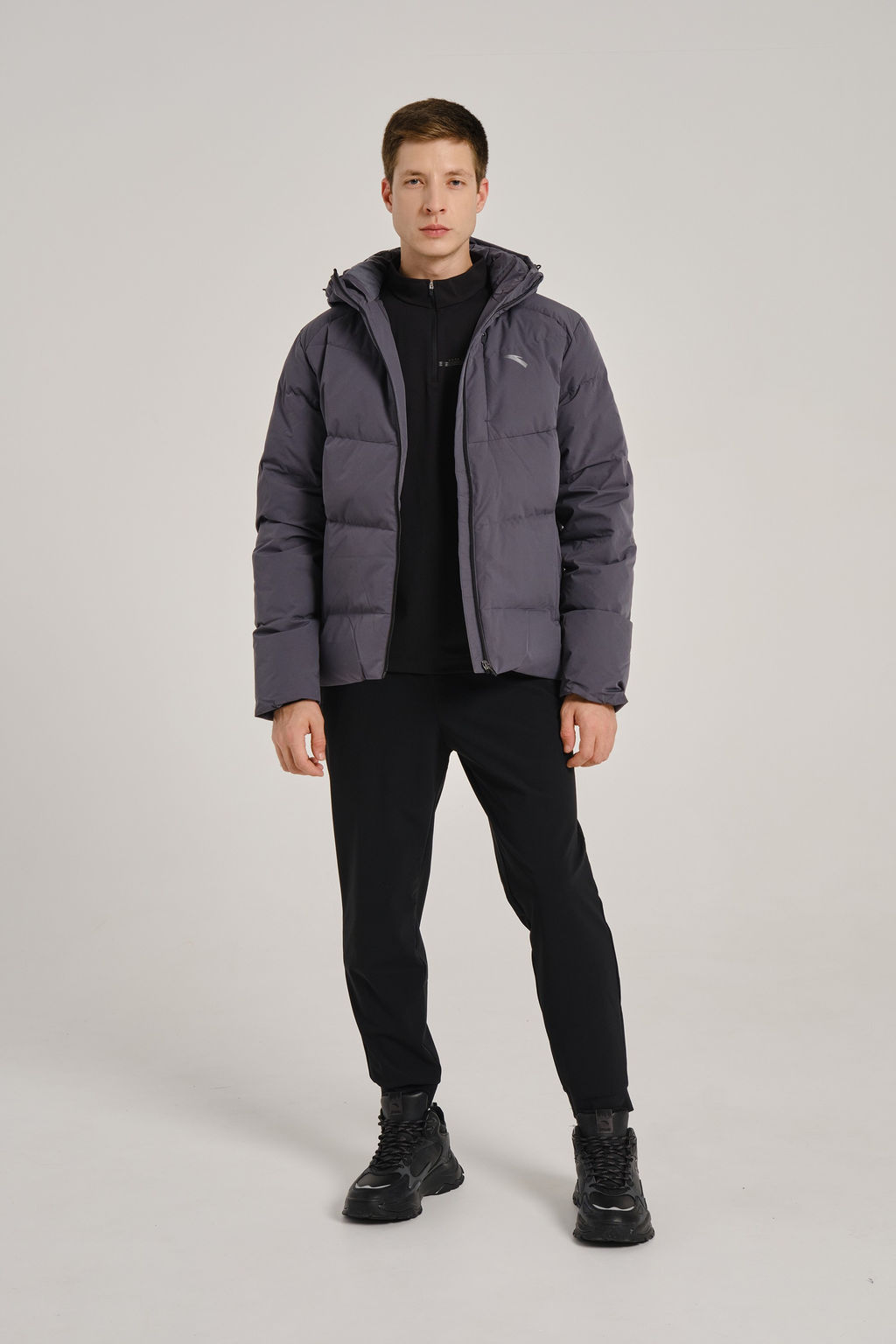 Пуховик короткий Серый TRN Down Jacket