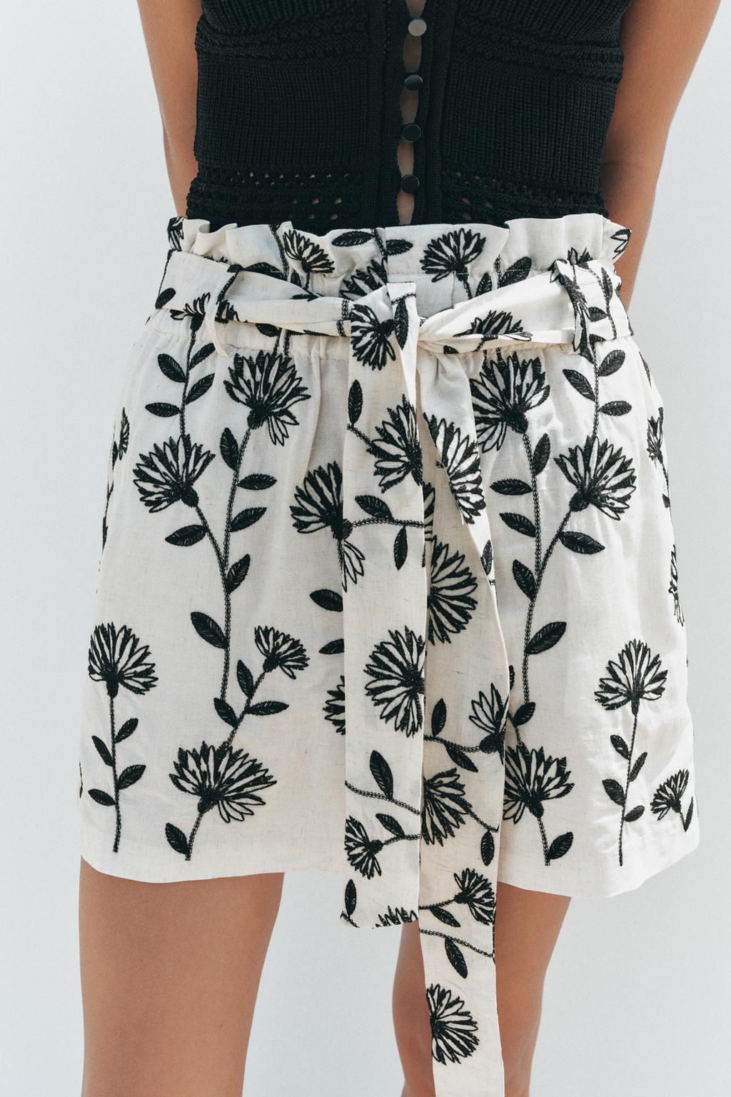 EMBROIDERED PAPER BAG BERMUDA SHORTS - Zara фото 2