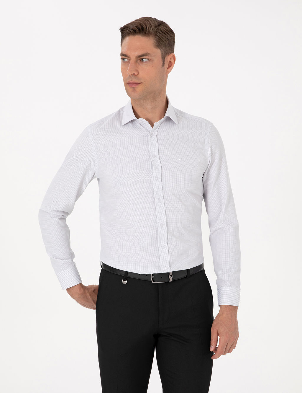 Koyu Haki Slim Fit Uzun Kollu G_mlek
