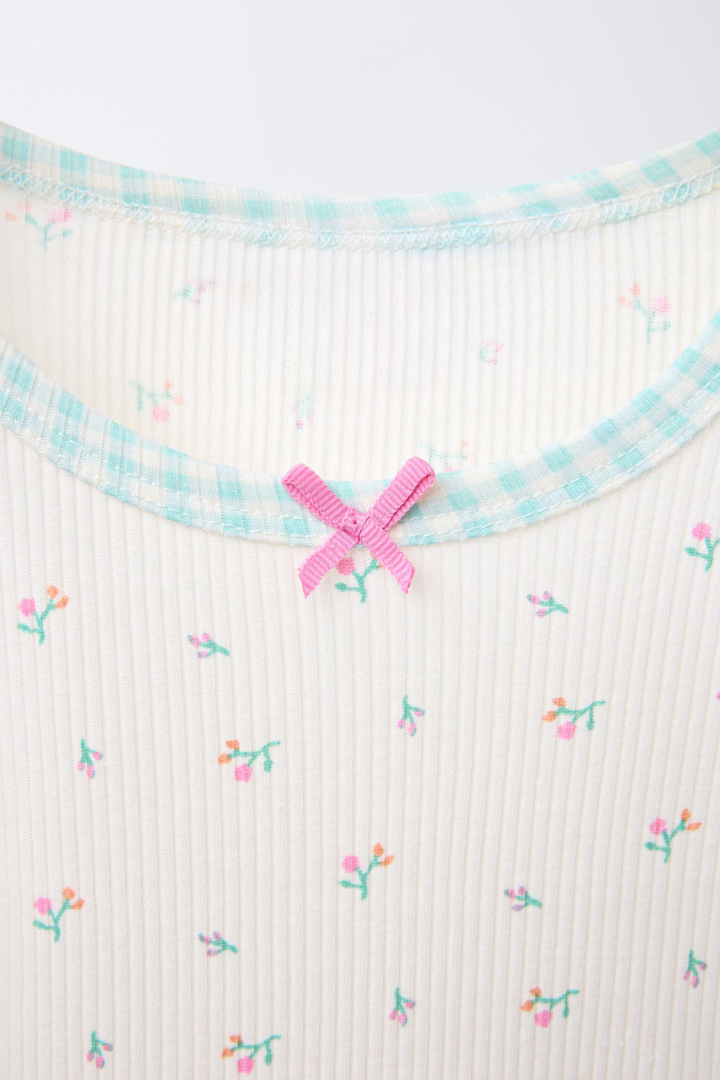 6-14 YEARS/ GINGHAM AND FLORAL T-SHIRT AND BERMUDA PYJAMAS - Zara фото 6