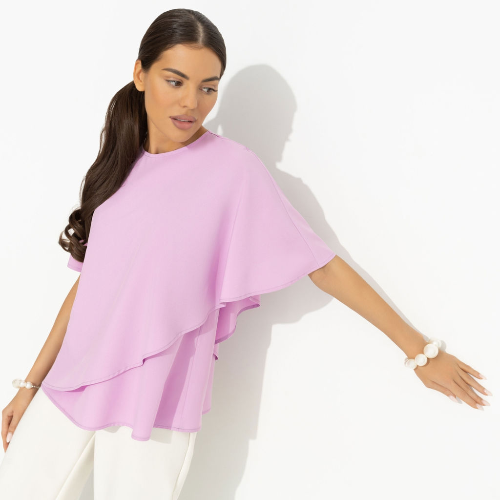 Блуза с эффектом многослойности, Лёгкая драма (розовая) - Charutti фото 6